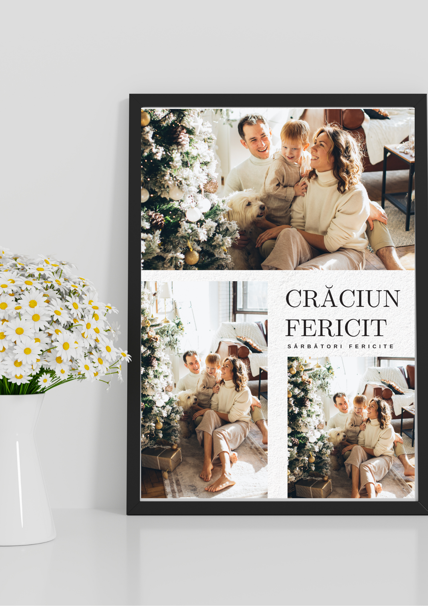 tablou personalizat de crăciun cu 3 poze – cadou unic pentru familie