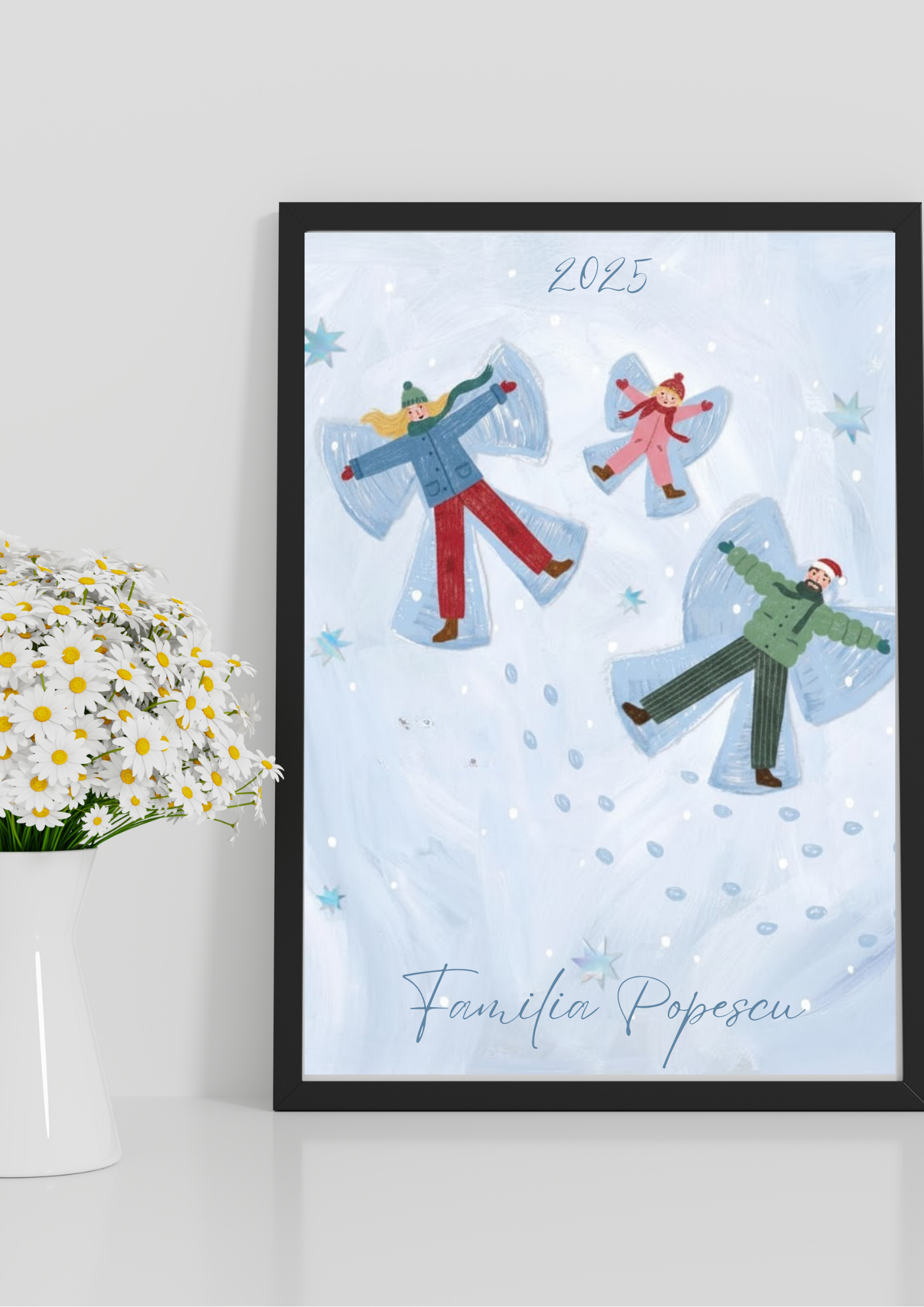tablou de crăciun personalizat – familie în zăpadă | dinviatata