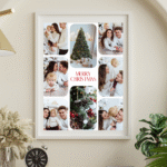 tablou personalizat de crăciun cu 8 poze și mesaj – colaj de familie magic