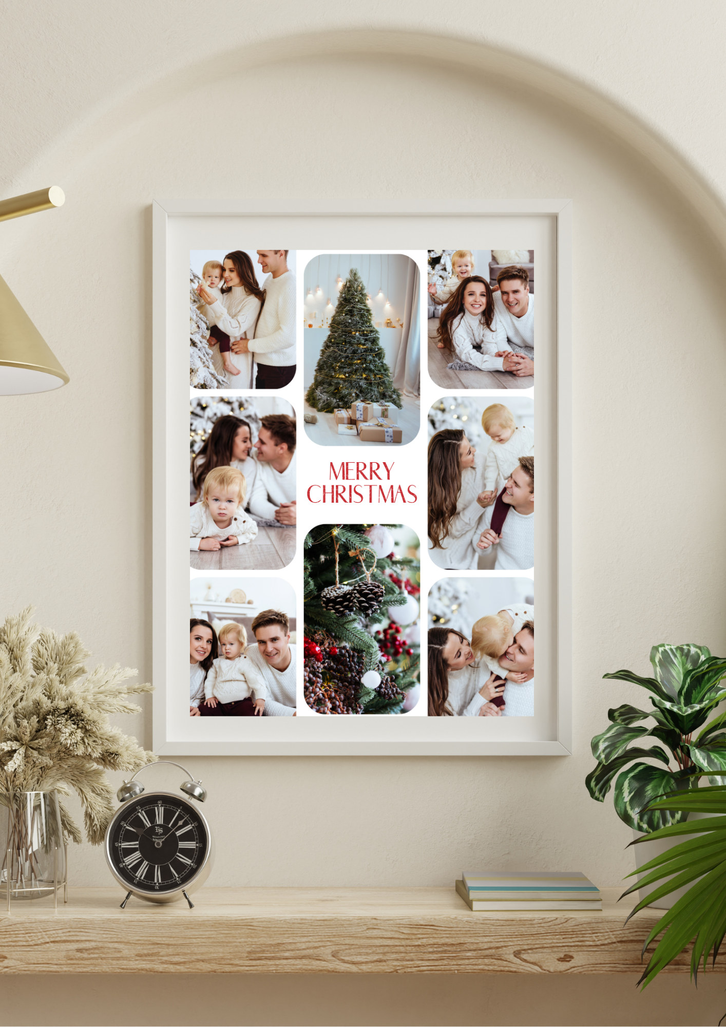 tablou personalizat de crăciun cu 8 poze și mesaj – colaj de familie magic