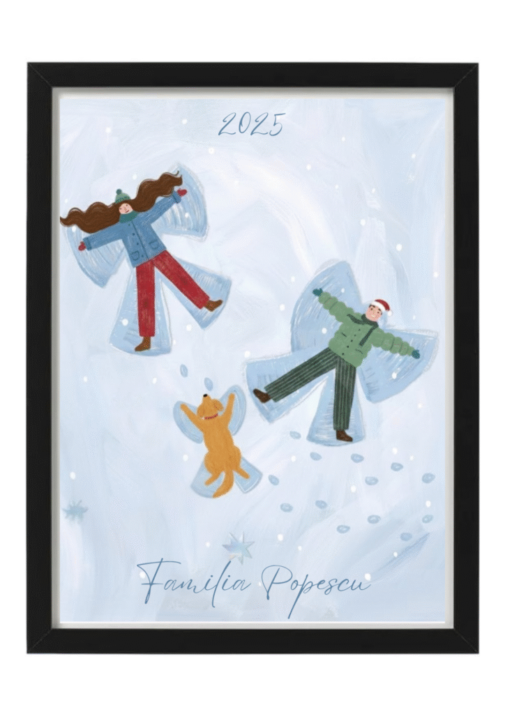 tablou de crăciun personalizat – familie în zăpadă | dinviatata