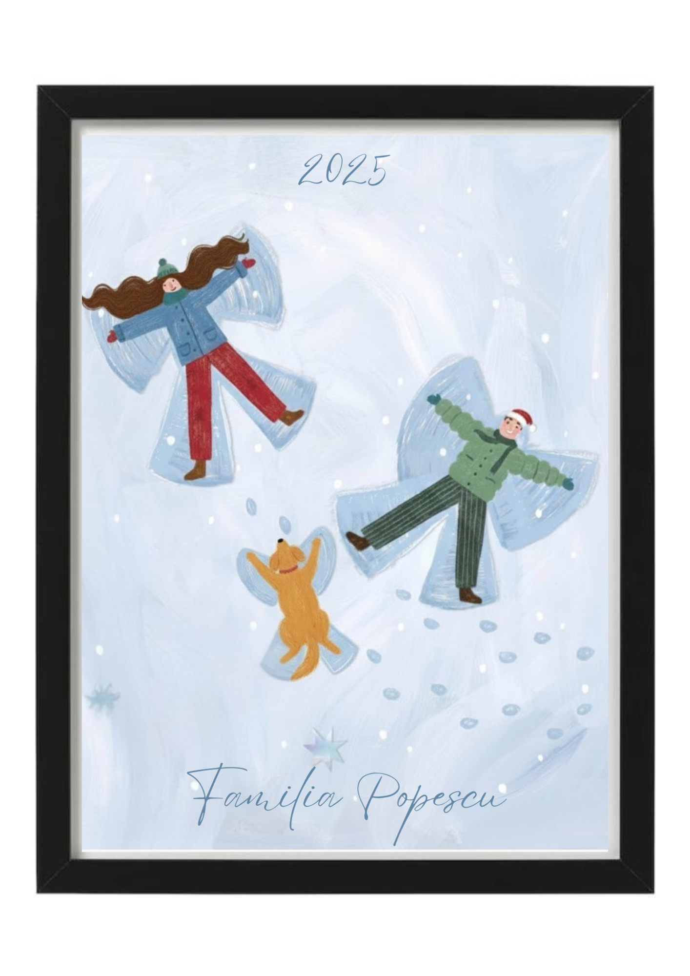 tablou de crăciun personalizat – familie în zăpadă | dinviatata