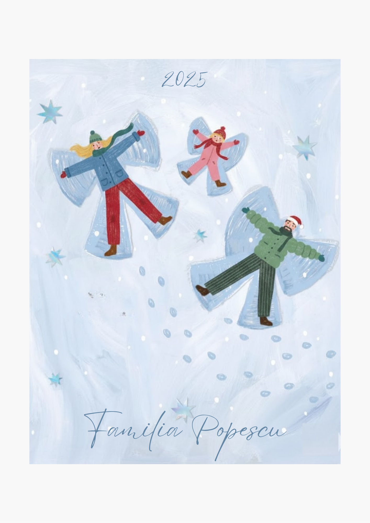 tablou de crăciun personalizat – familie în zăpadă | dinviatata