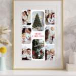 tablou personalizat de crăciun cu 8 poze și mesaj – colaj de familie magic