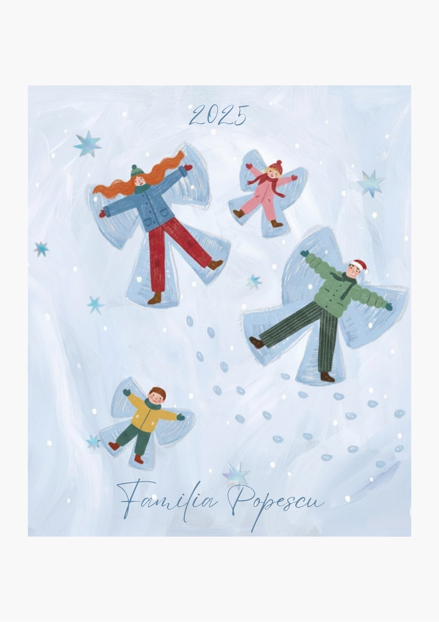 tablou de crăciun personalizat – familie în zăpadă | dinviatata