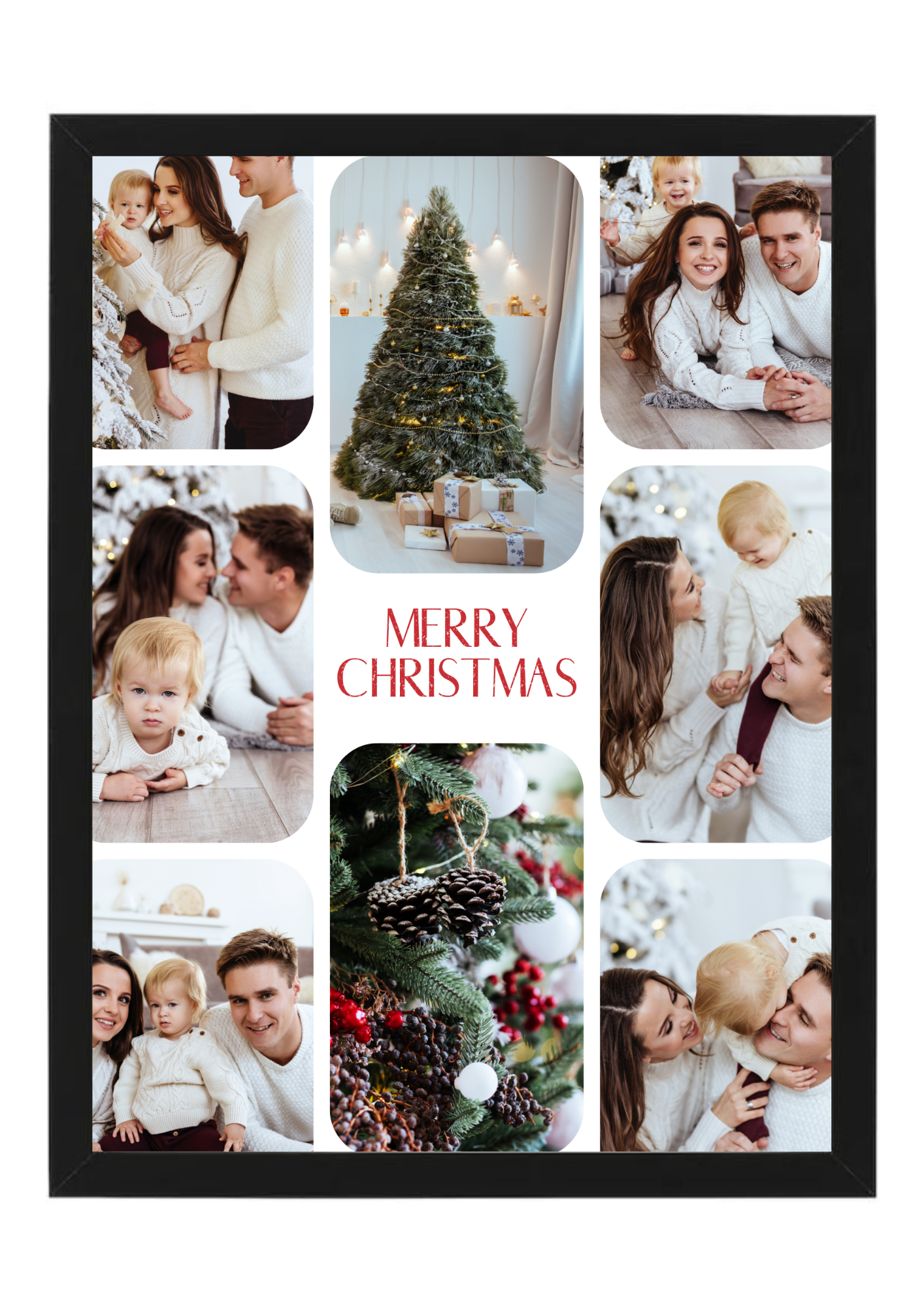 tablou personalizat de crăciun cu 8 poze și mesaj – colaj de familie magic | dinviatata