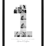 tablou colaj personalizat – forma cifrei „1” – cadou cuplu / aniversare