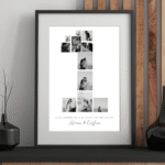 tablou colaj personalizat – forma cifrei „1” – cadou cuplu / aniversare