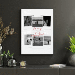tablou personalizat „be my valentine” – colaj 6 poze alb negru – cadou romantic de valentine’s day