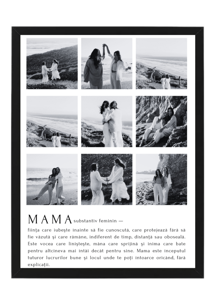 tablou „mama” – colaj foto alb negru cu definiție emoționantă | dinviatata