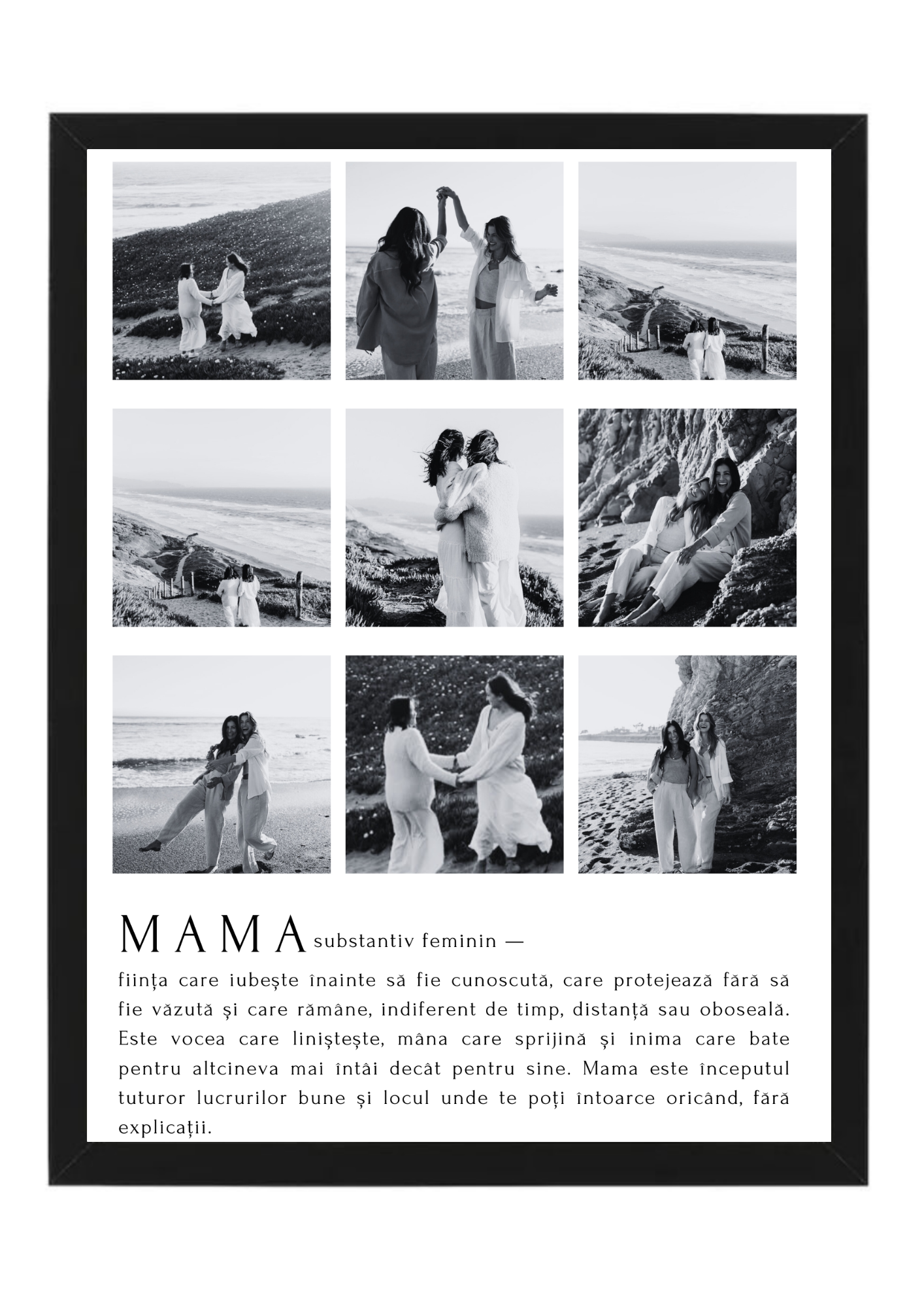 tablou „mama” – colaj foto alb negru cu definiție emoționantă | dinviatata