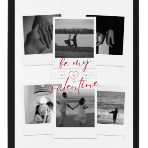 tablou personalizat „be my valentine” – colaj 6 poze alb negru – cadou romantic de valentine’s day