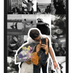 tablou colaj personalizat cuplu – 16 poze alb negru + poză decupată – cadou aniversare / valentine’s day