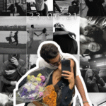 tablou colaj personalizat cuplu – 16 poze alb negru + poză decupată – cadou aniversare / valentine’s day