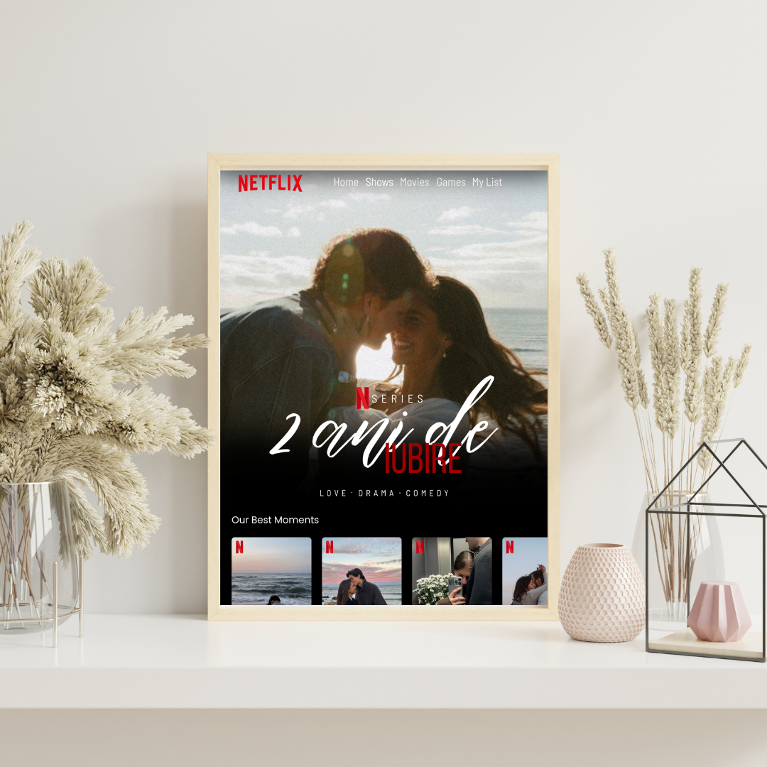 tablou personalizat stil netflix – colaj foto de cuplu | dinviatata