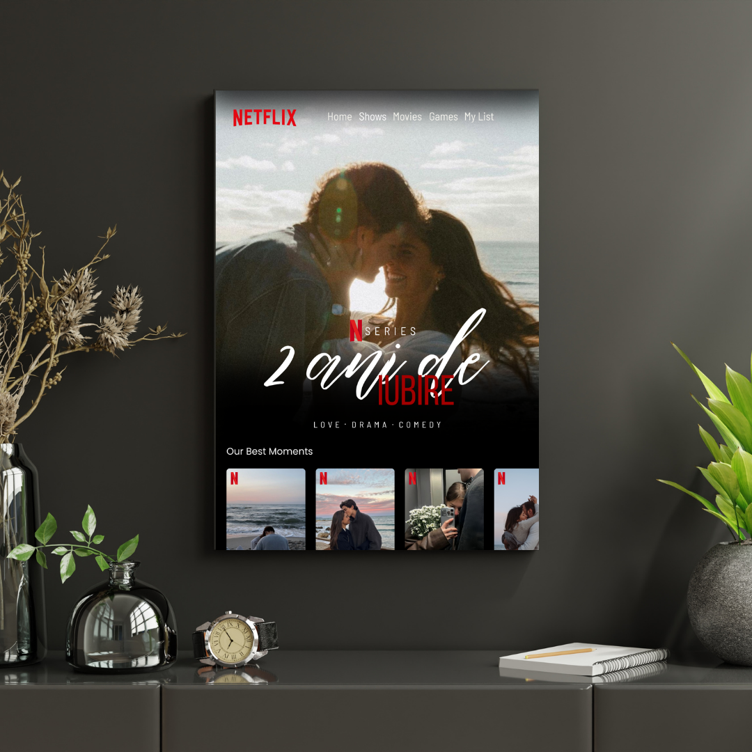 tablou personalizat stil netflix – colaj foto de cuplu | dinviatata
