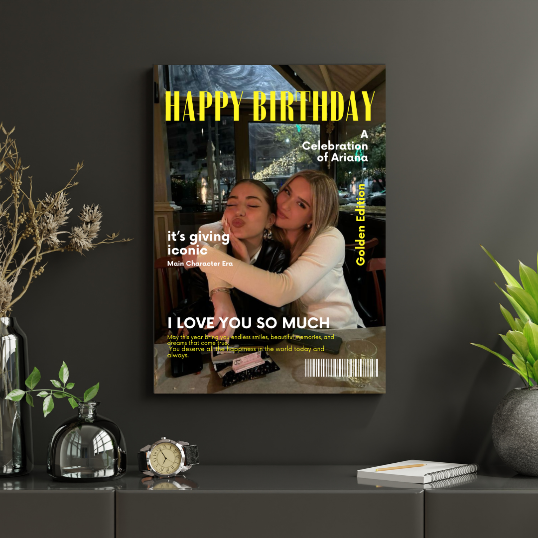 tablou personalizat tip copertă de revistă – cadou unic pentru aniversări și momente speciale | dinviatata