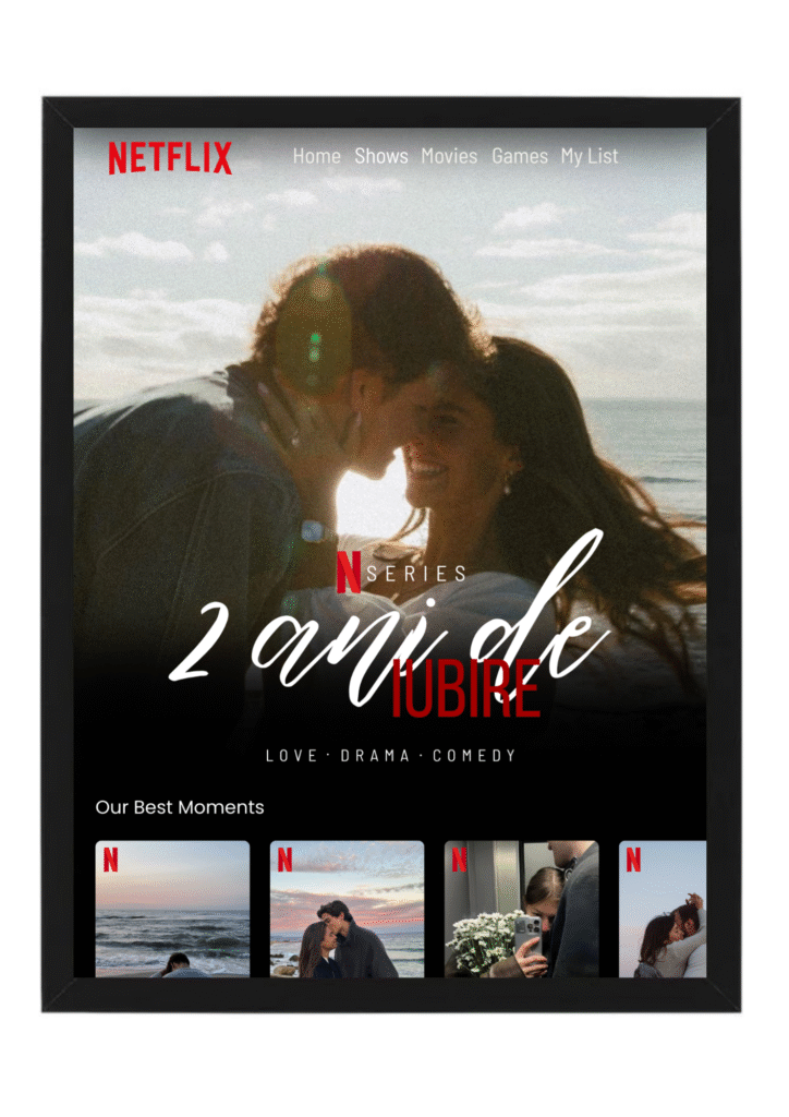 tablou personalizat stil netflix – colaj foto de cuplu | dinviatata