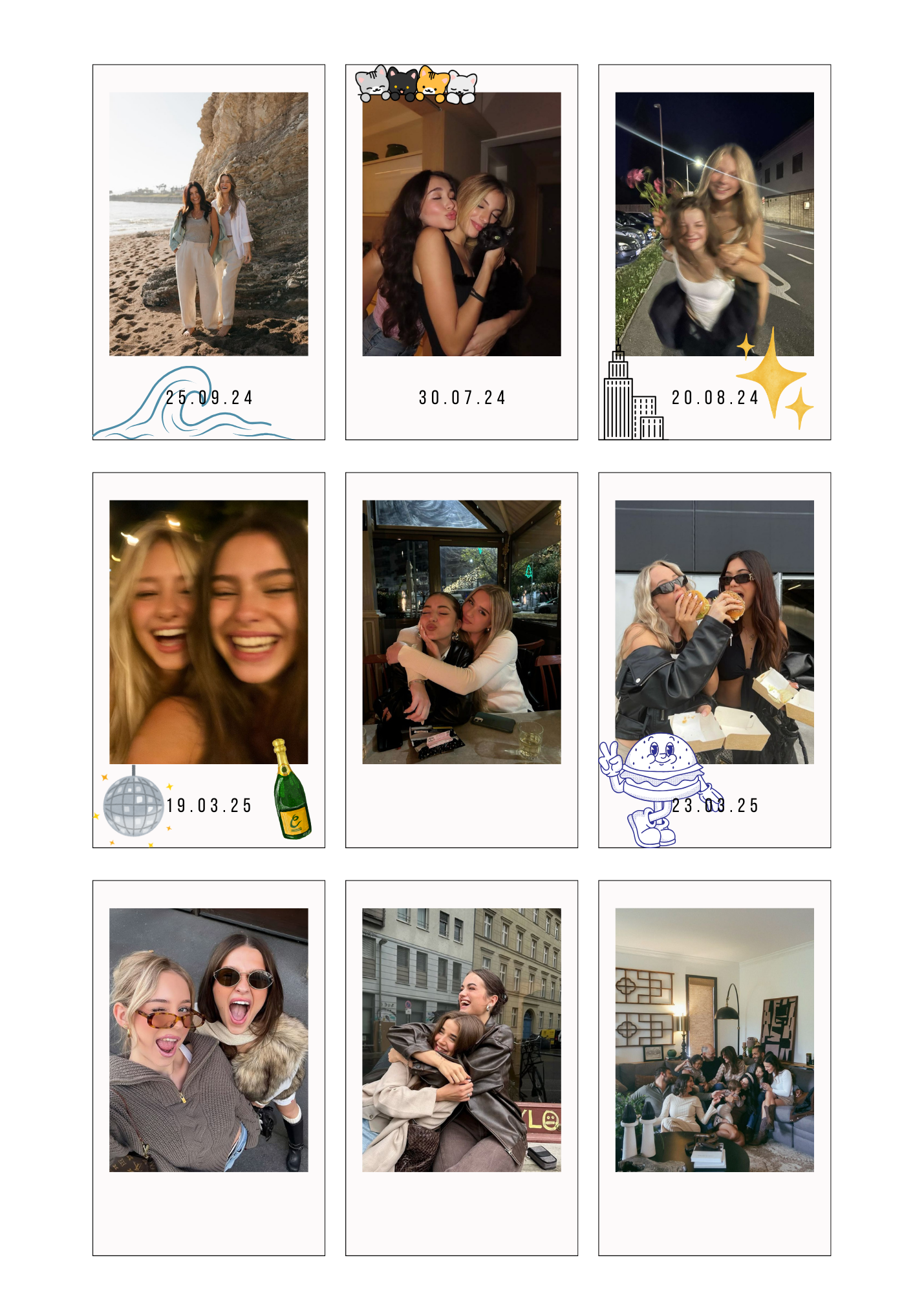 poze tip polaroid personalizate – fotografii retro cu text opțional și magnet | cadou personalizat
