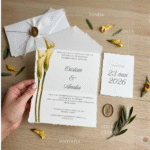 invitație de nuntă "cale aurii" cu margini rupte manual și sigiliu champagne
