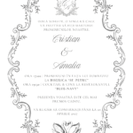 invitație de nuntă black & white cu sigiliu de ceară, fundă și flori naturale uscate dinviatata