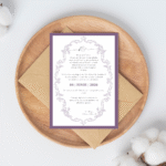 invitație banchetul absolvenților "ultima filă" – design elegant cu bordură ornamentală mov
