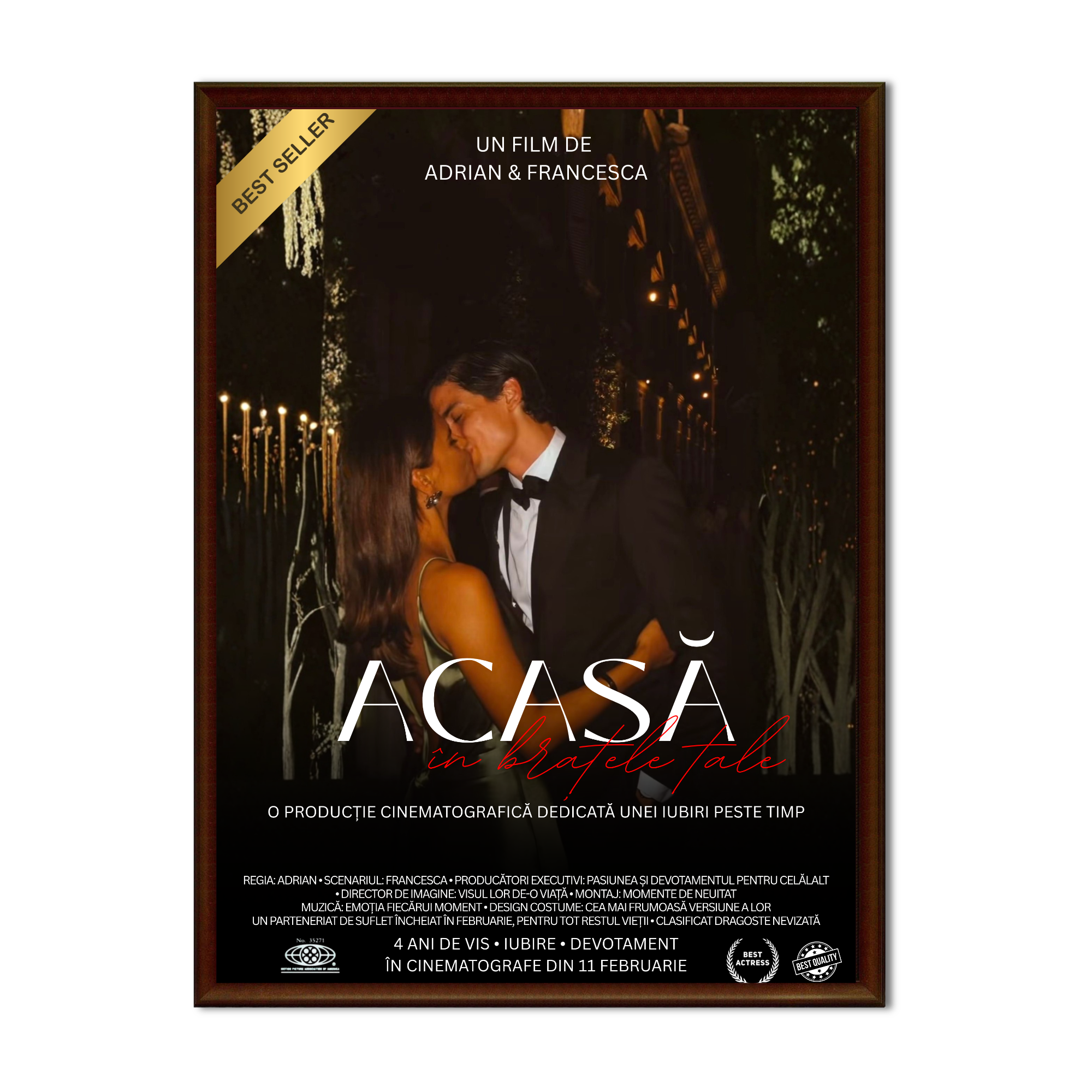 tablou personalizat stil poster de film "acasă în brațele tale" – afiș cinematografic de poveste pentru cupluri