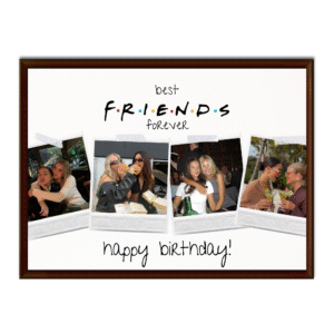 tablou personalizat "best friends forever" – colaj 4 fotografii tip polaroid și mesaj special