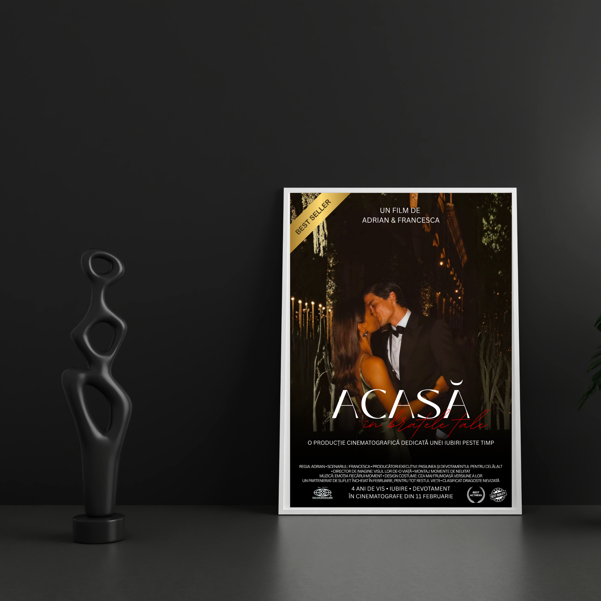 tablou personalizat stil poster de film "acasă în brațele tale" – afiș cinematografic de poveste pentru cupluri