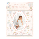 mărturie botez magnet 8x8 cm "carusel și baloane" – cu fotografie, carton suport și folie transparentă