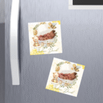 mărturie botez magnet 8x8 cm "ursulețul cu miere" – cu fotografie, carton suport și folie transparentă